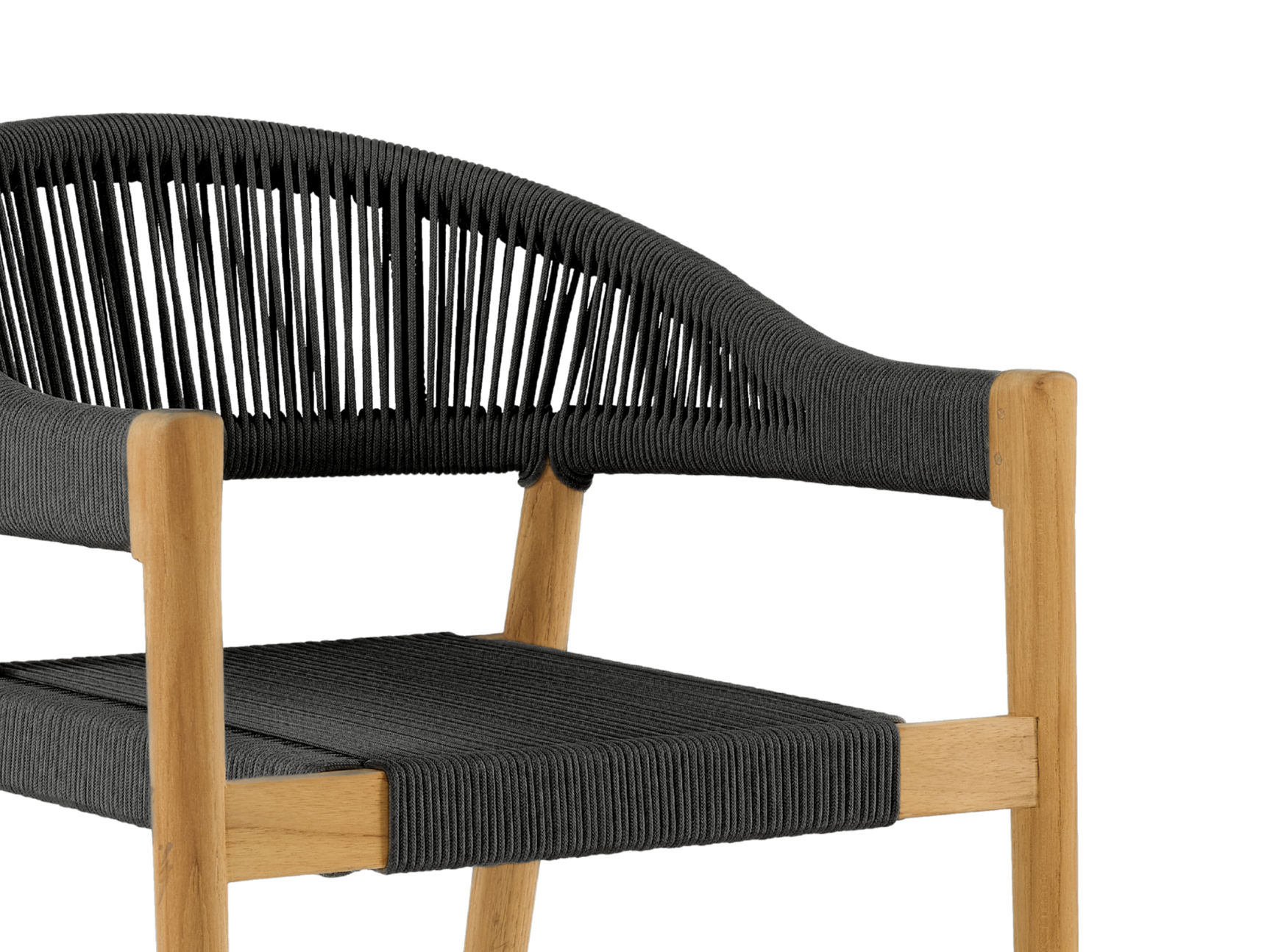 Klint Teak Black Outdoor Rope Dining Stacking Armchair (Set of 4) - Ornate Home