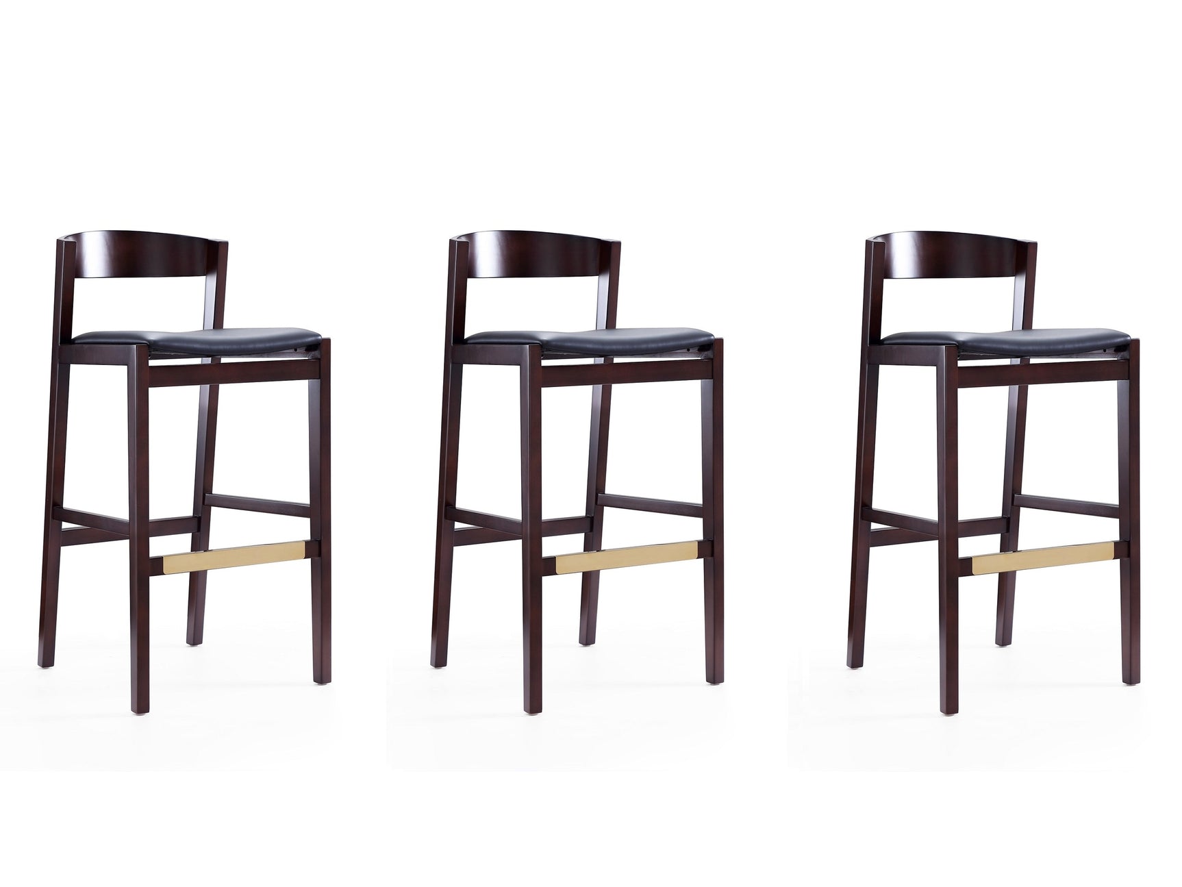 Klismos Barstool in Black and Dark Walnut (set of 3) - Ornate Home