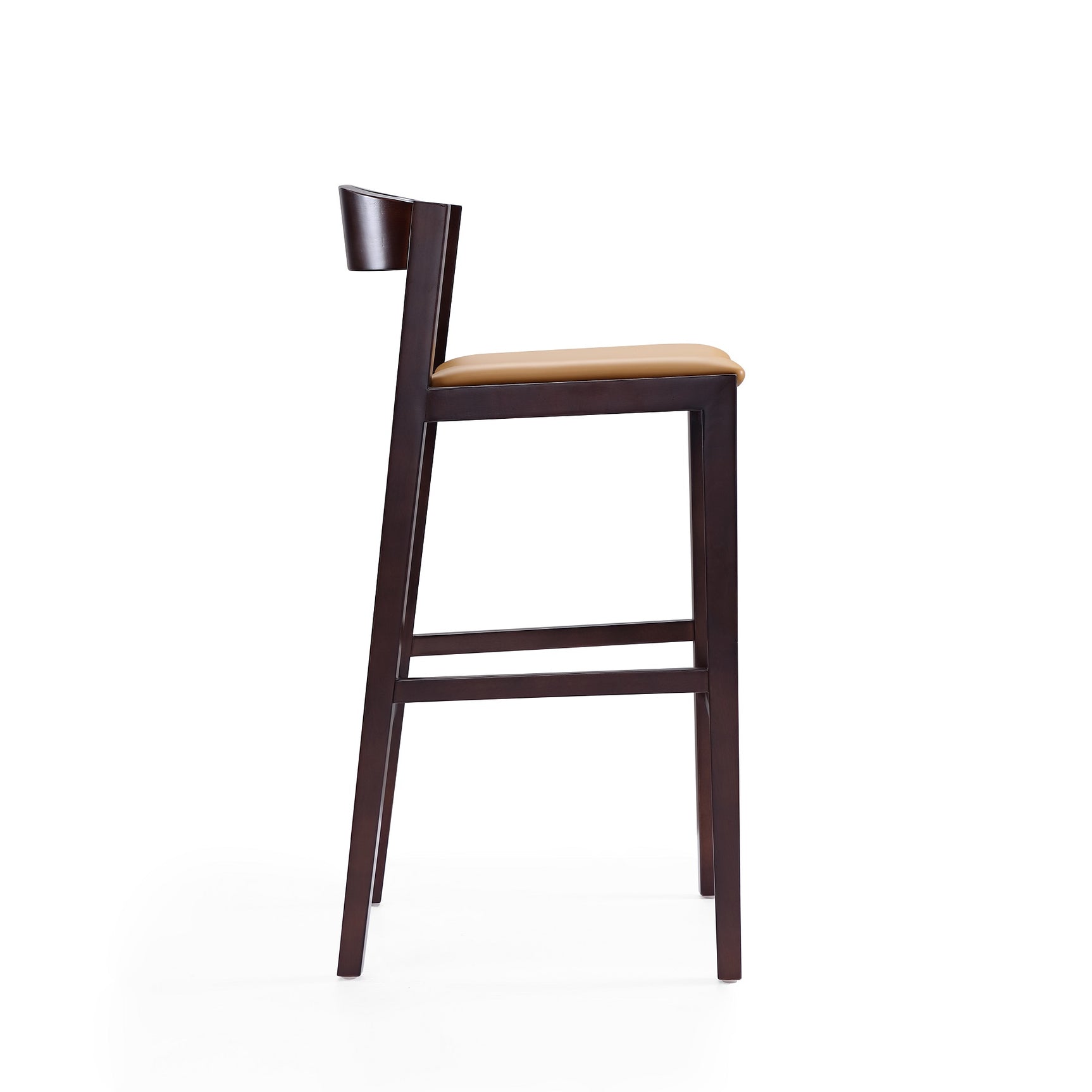 Klismos Barstool in Camel and Dark Walnut - Ornate Home