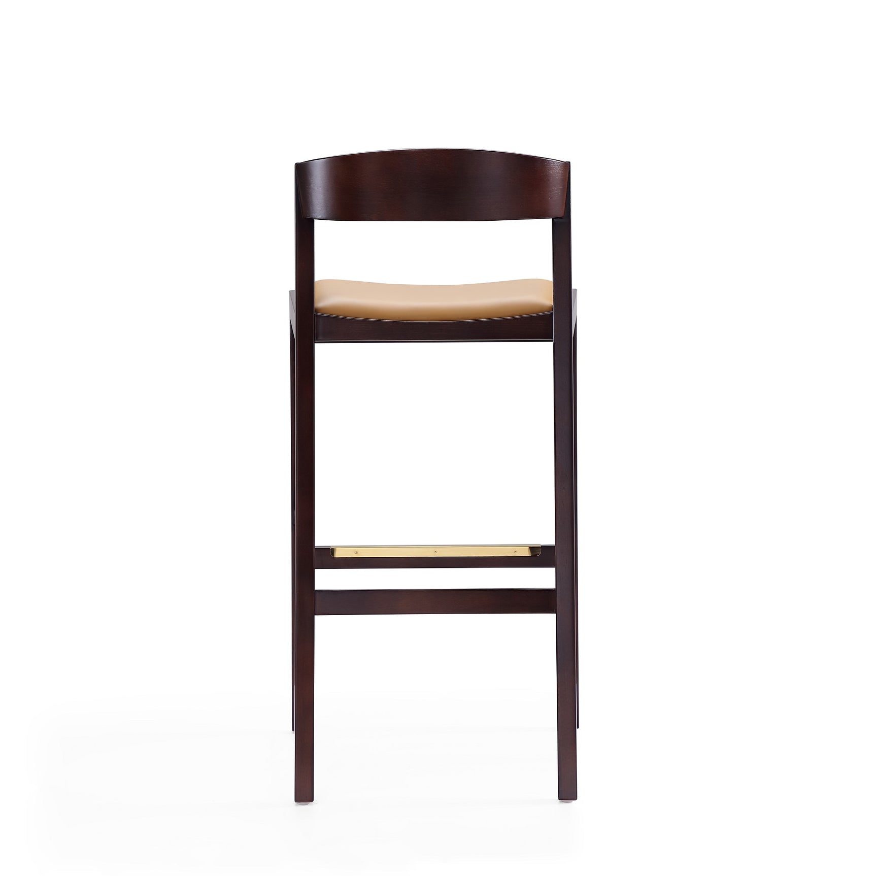Klismos Barstool in Camel and Dark Walnut - Ornate Home