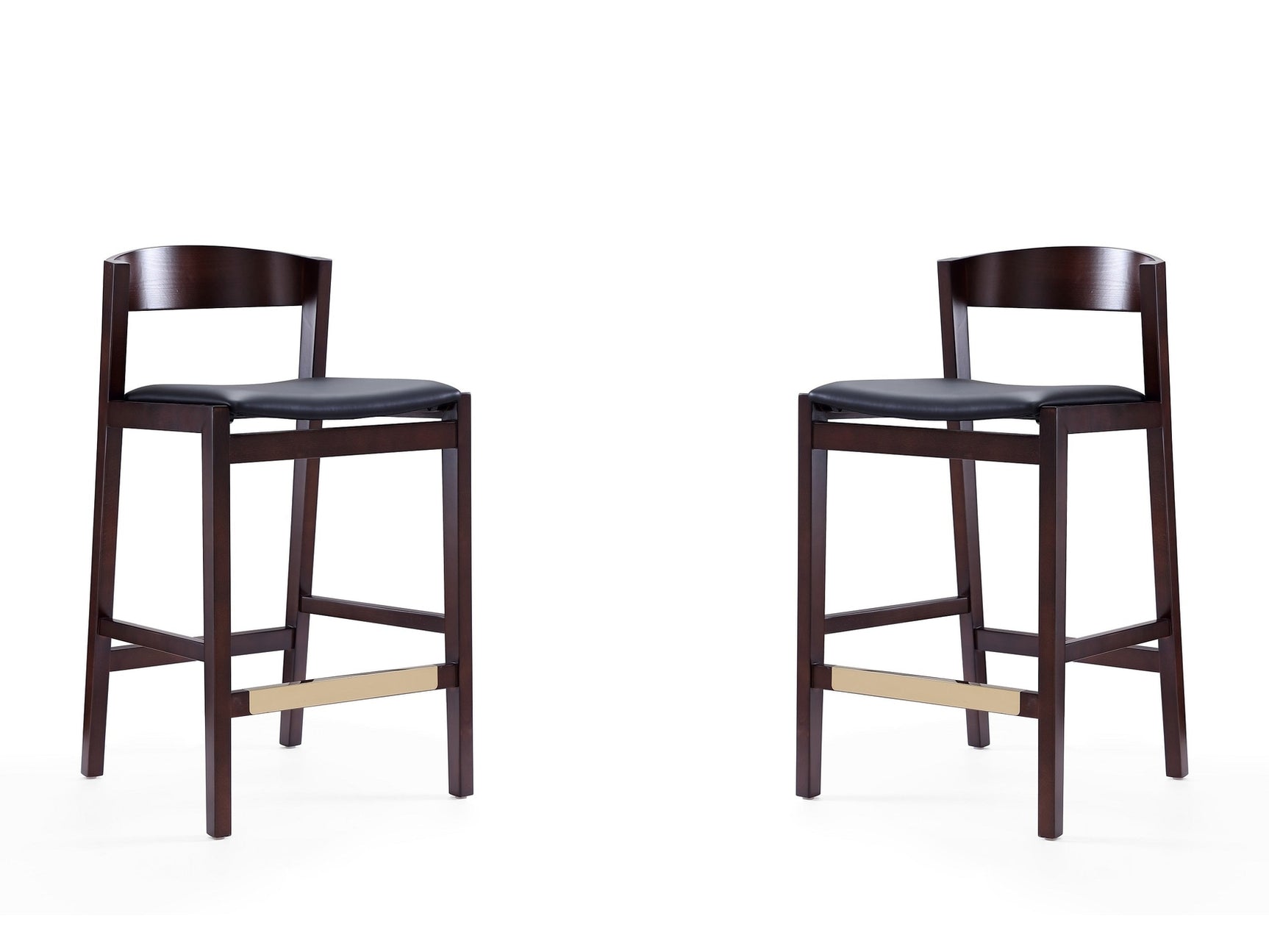 Klismos Counter Stool in Black and Dark Walnut (set of 2) - Ornate Home