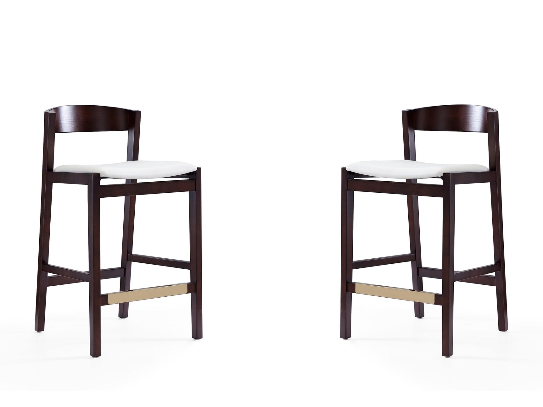 Klismos Counter Stool in Ivory and Dark Walnut (set of 2) - Ornate Home