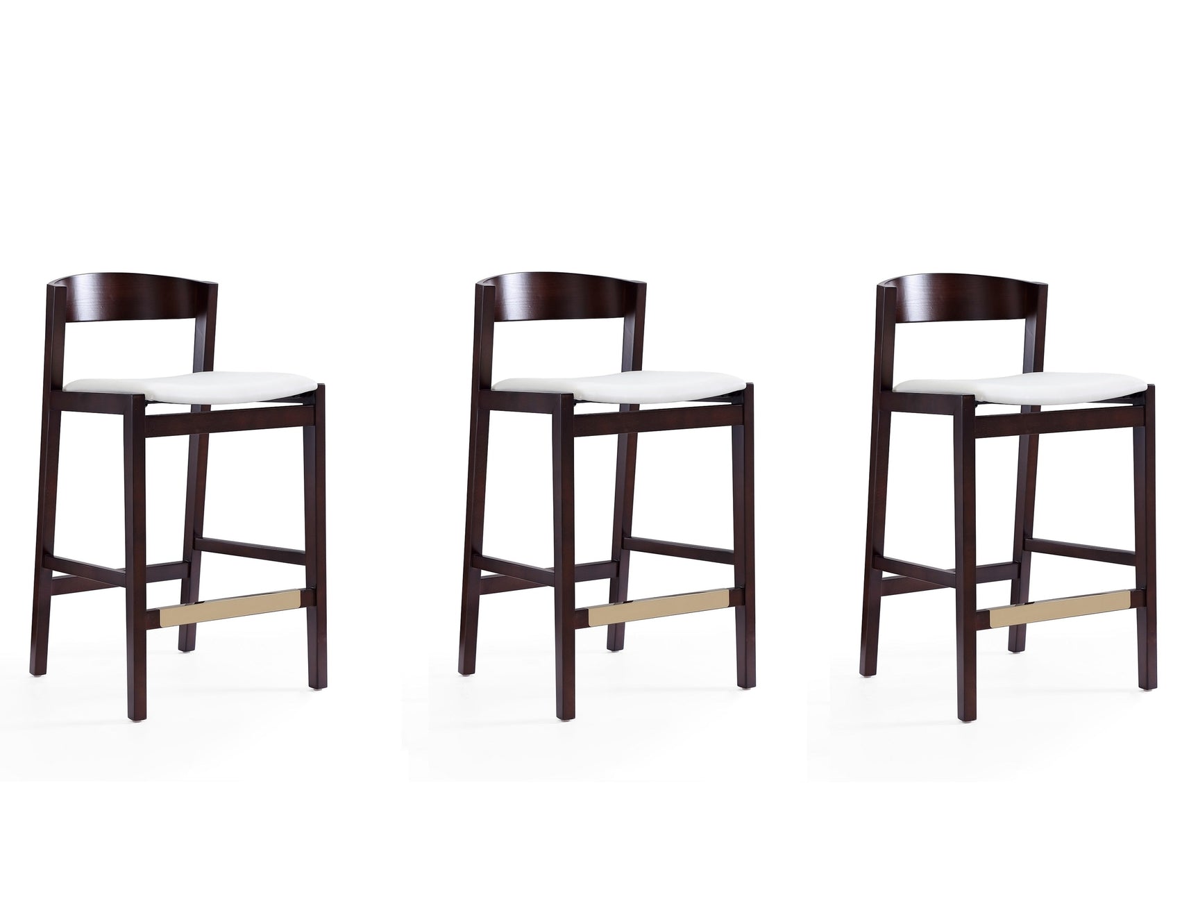 Klismos Counter Stool in Ivory and Dark Walnut (set of 3) - Ornate Home