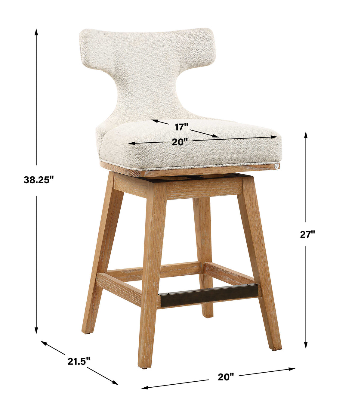 Klismos Off-White Fabric Counter Stool - Ornate Home