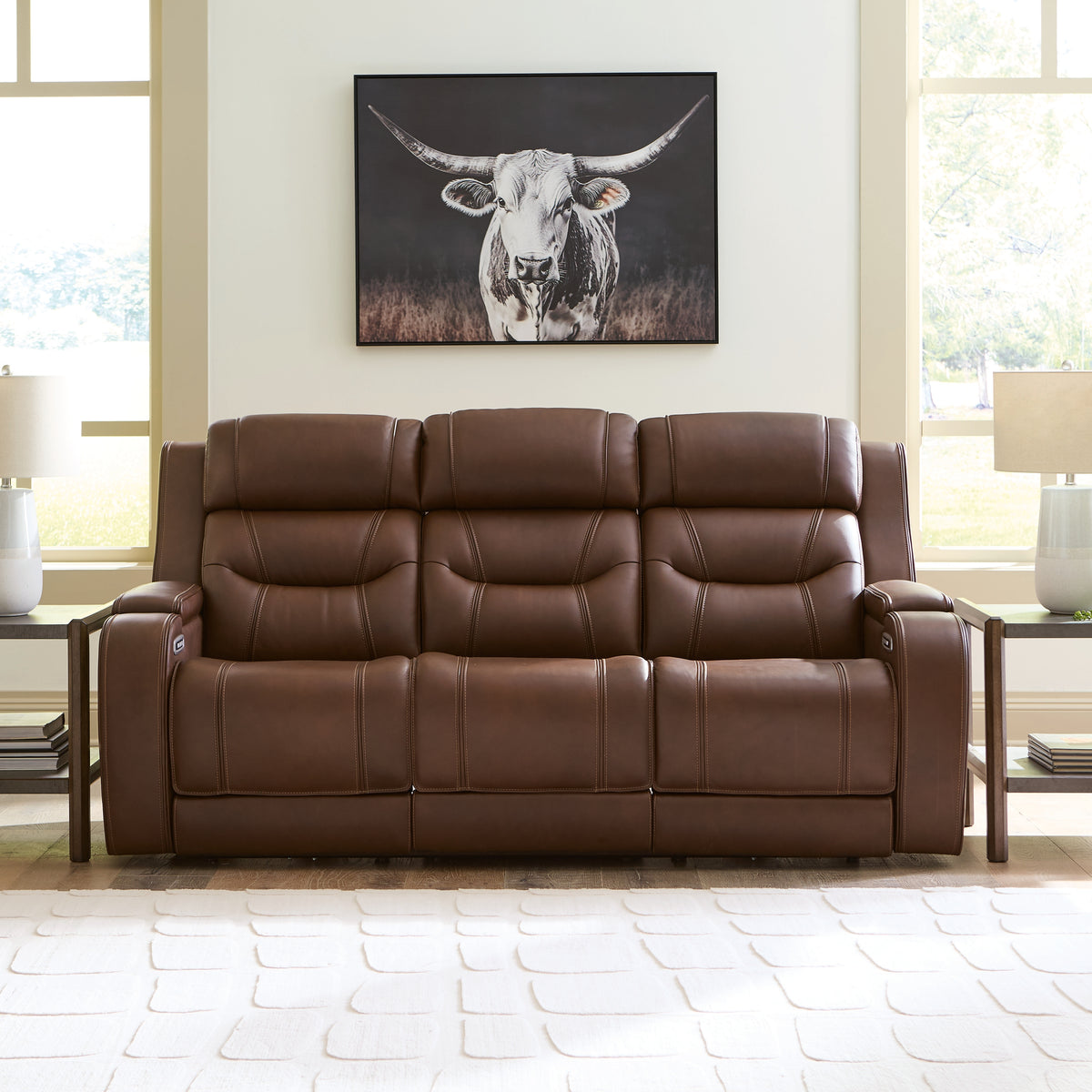 Ashley Furniture Knightington Brown PWR REC Sofa w/Audio Seating ...