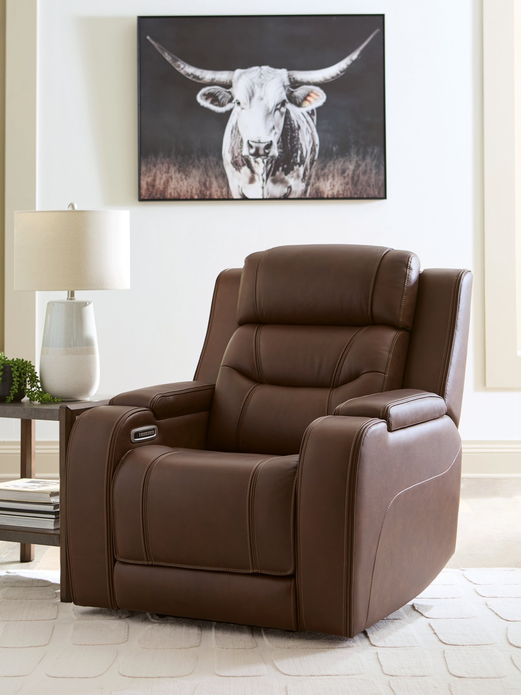 Knightington Brown Power Recliner w/Audio Seating - Ornate Home