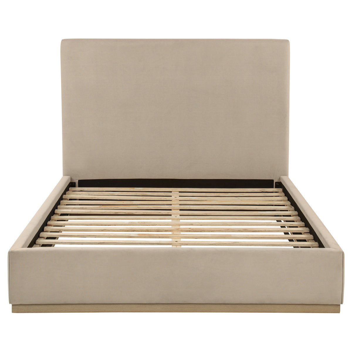 Knox Khaki Queen Fabric Upholstered Platform Bed - Ornate Home