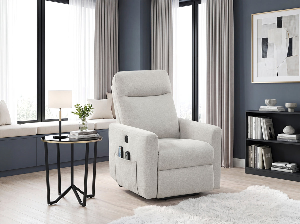 Koa Silver Power Lift Chair With Massage Heat And Charging Port - Ornate Home