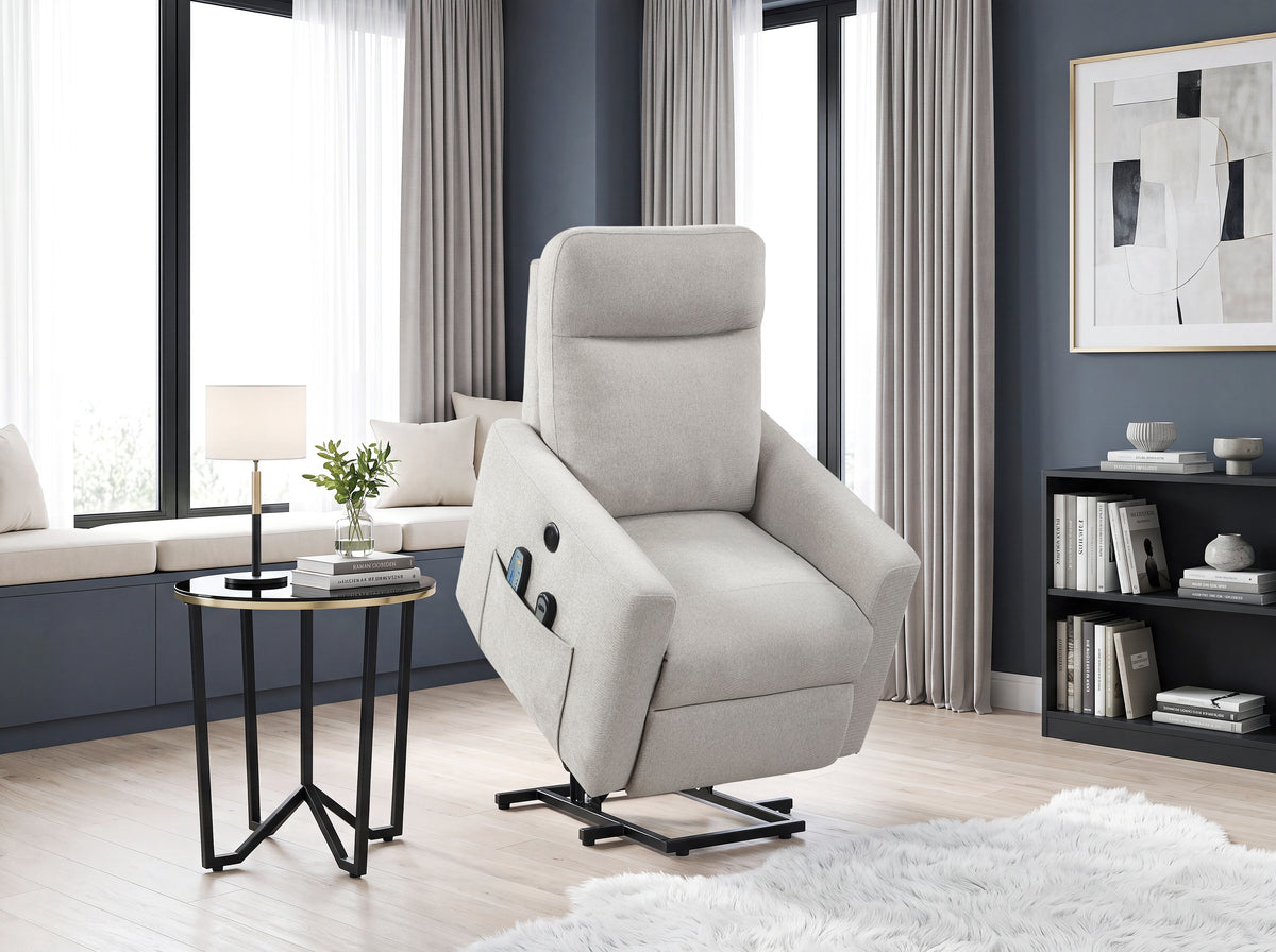 Koa Silver Power Lift Chair With Massage Heat And Charging Port - Ornate Home