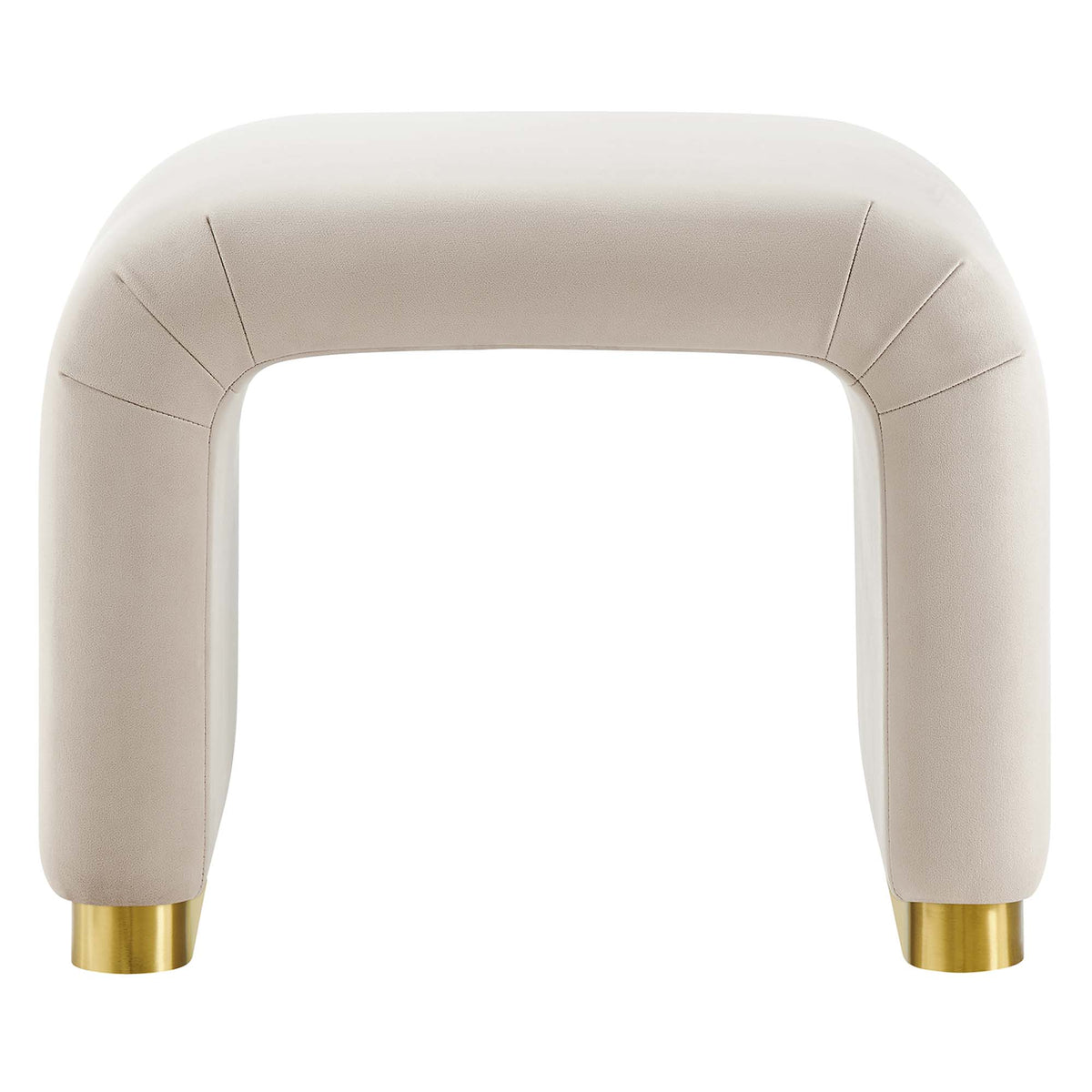 Koda Brass/Almond Performance Velvet Waterfall Stool - Ornate Home