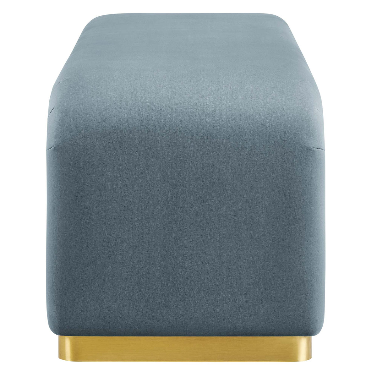 Koda Brass/Cadet Blue Performance Velvet Waterfall Long Bench - Ornate Home
