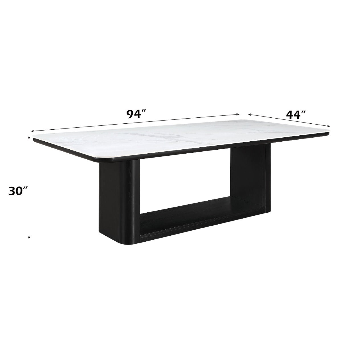 Koen Black Dining Table w/Ceramic Top - Ornate Home