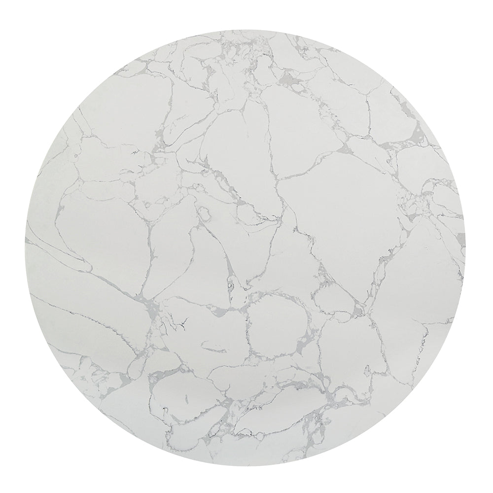 Koen Engineering Marble Top/White/Black Round Dining Table - Ornate Home