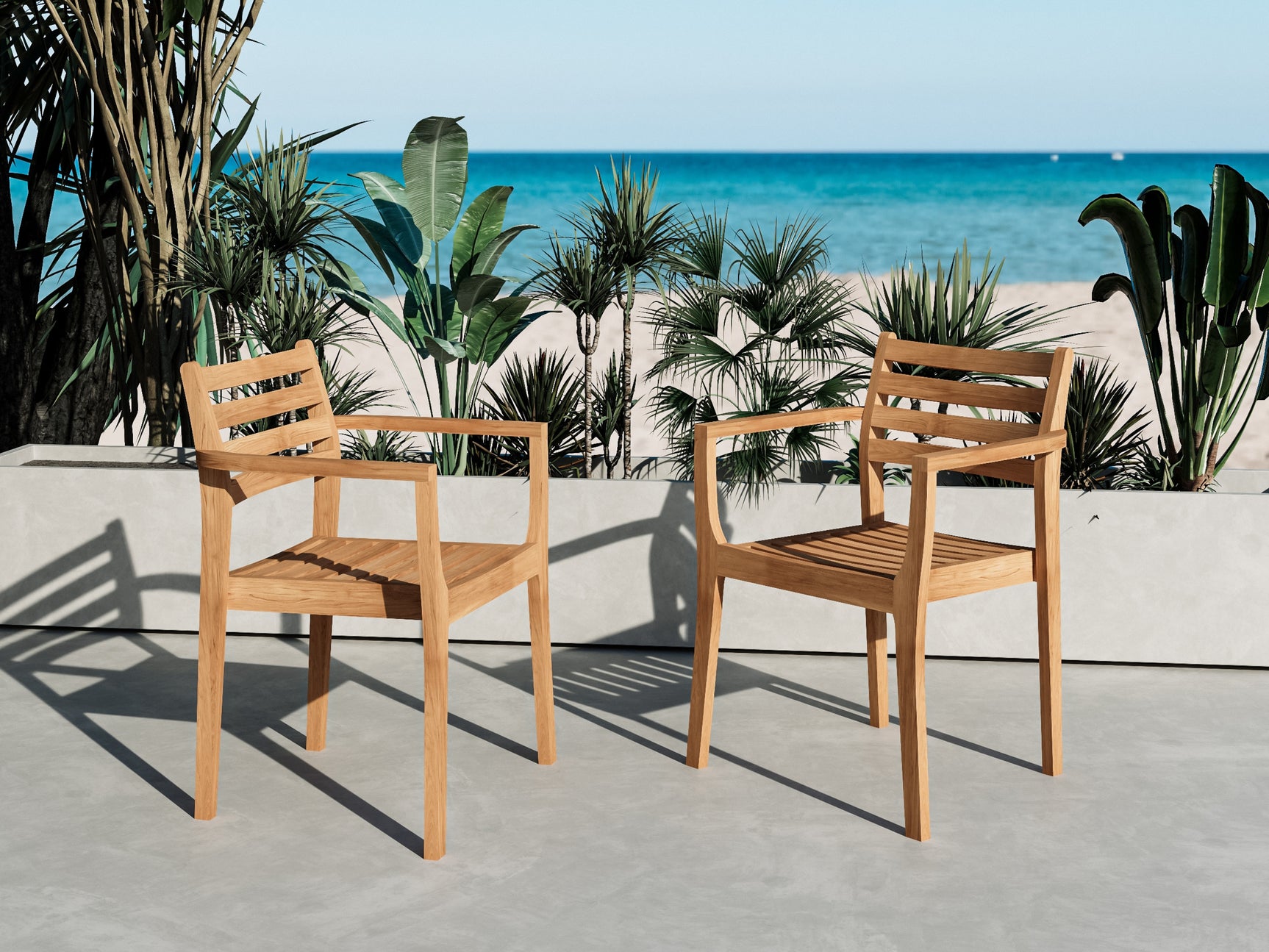 Kolding Teak Outdoor Dining Stacking Armchair (Set of 4) - Ornate Home