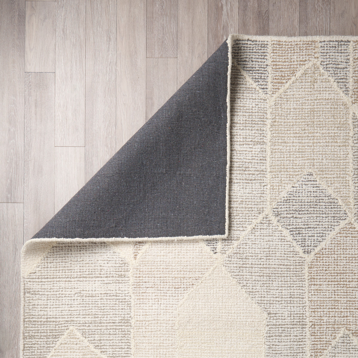 Kolt Gray/Beige 5x8 Neutral Geometric Patterned Wool Area Rug - Ornate Home