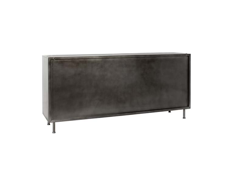 Komo Brown Leather/Metal Cabinet - Ornate Home