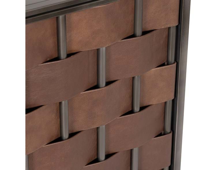 Komo Brown Leather/Metal Cabinet - Ornate Home