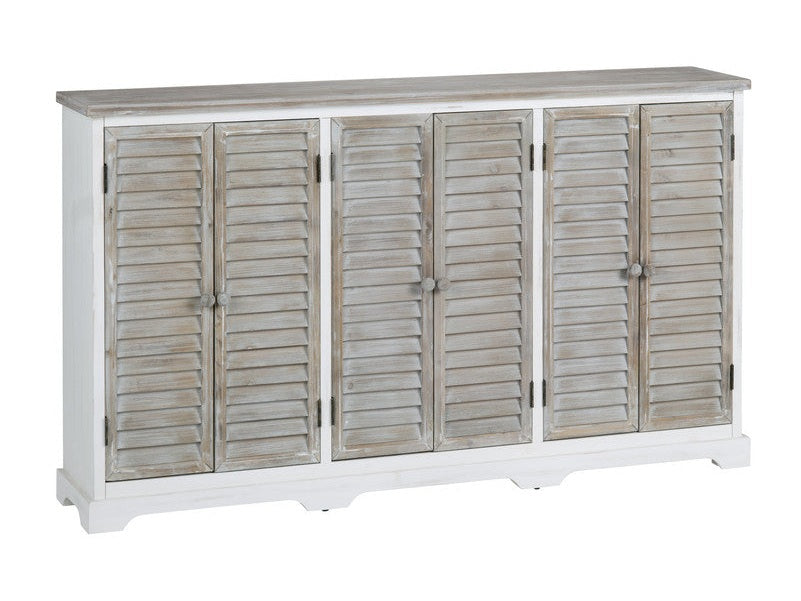 Kona Beach White/Brown Six-Door Sideboard - Ornate Home