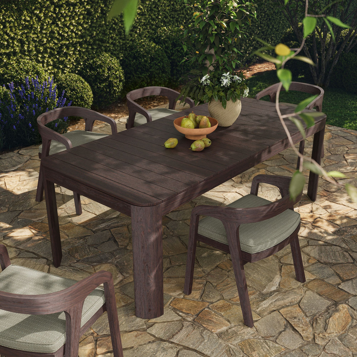 Kona Dark Brown 87 Inch Outdoor Teak Wood Dining Table