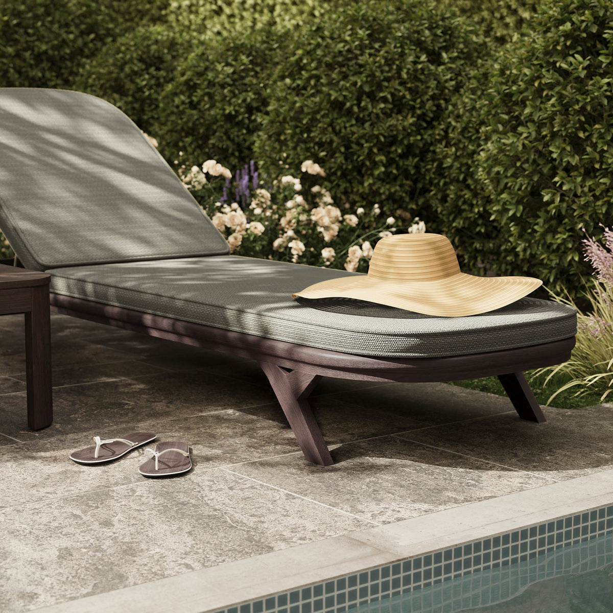 Kona Dark Brown Ash 3-Piece Outdoor Teak Wood Chaise Lounge Set - Ornate Home
