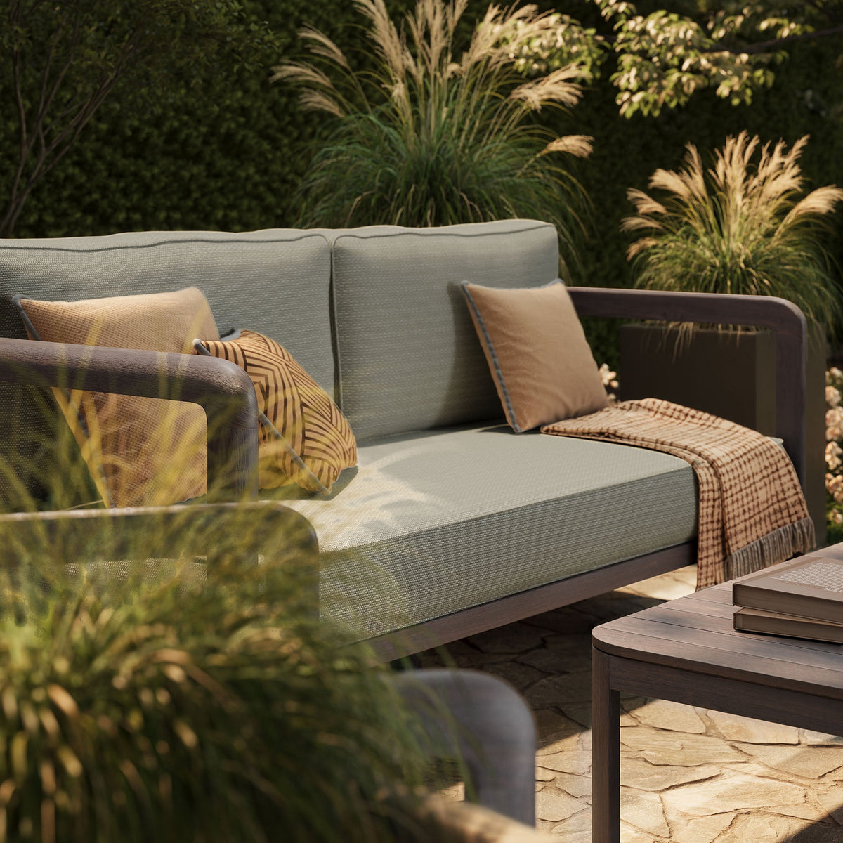 Kona Dark Brown Ash 4-Piece Outdoor Teak Wood Furniture Set