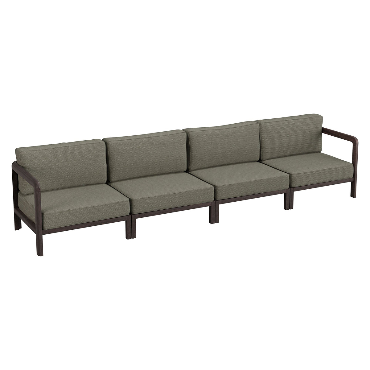Kona Dark Brown Ash 4-Piece Outdoor Teak Wood Modular Sofa Set