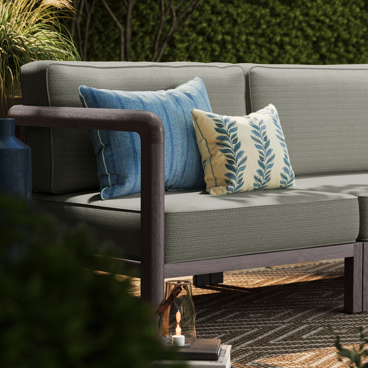 Kona Dark Brown Ash 4-Piece Outdoor Teak Wood Modular Sofa Set