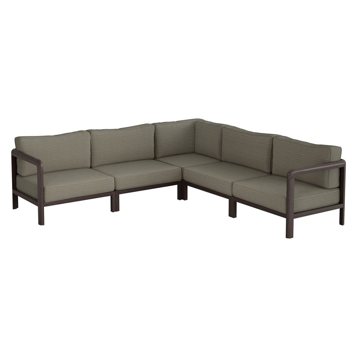 Kona Dark Brown Ash 5-Piece Outdoor Teak Wood Corner Modular Sofa