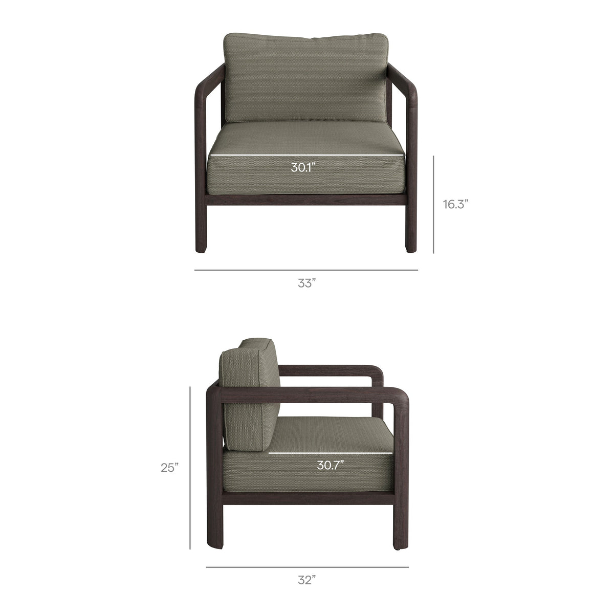 Kona Dark Brown Ash 5-Piece Outdoor Teak Wood Furniture Set