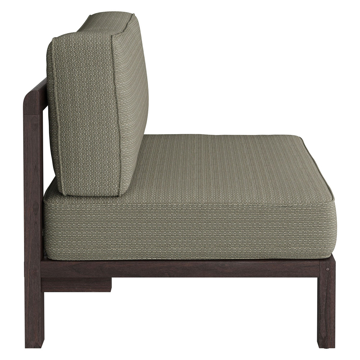 Kona Dark Brown Ash Outdoor Teak Wood Armless Modular Chair
