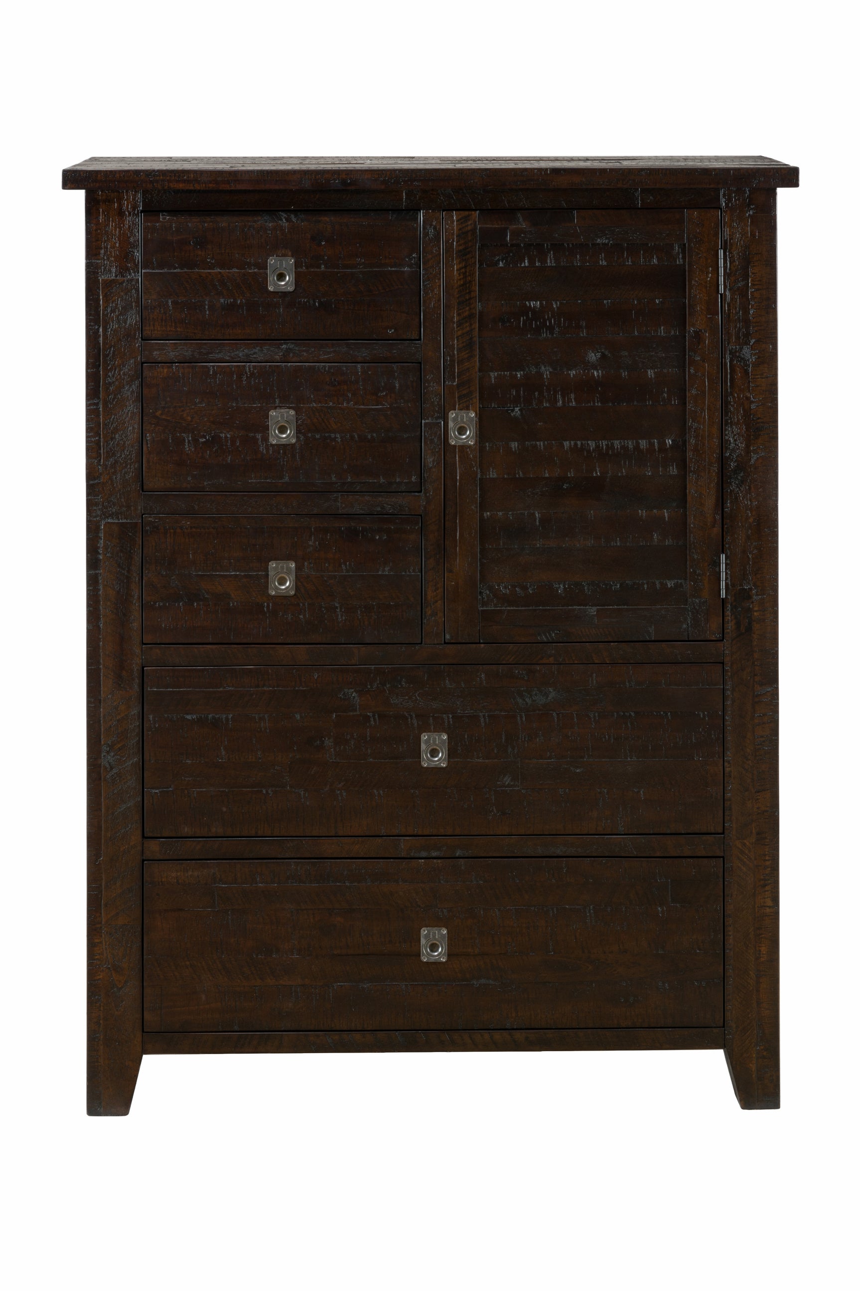 Kona Grove Dark Brown 5 Drawers and 1 Cabinet Chest - Ornate Home