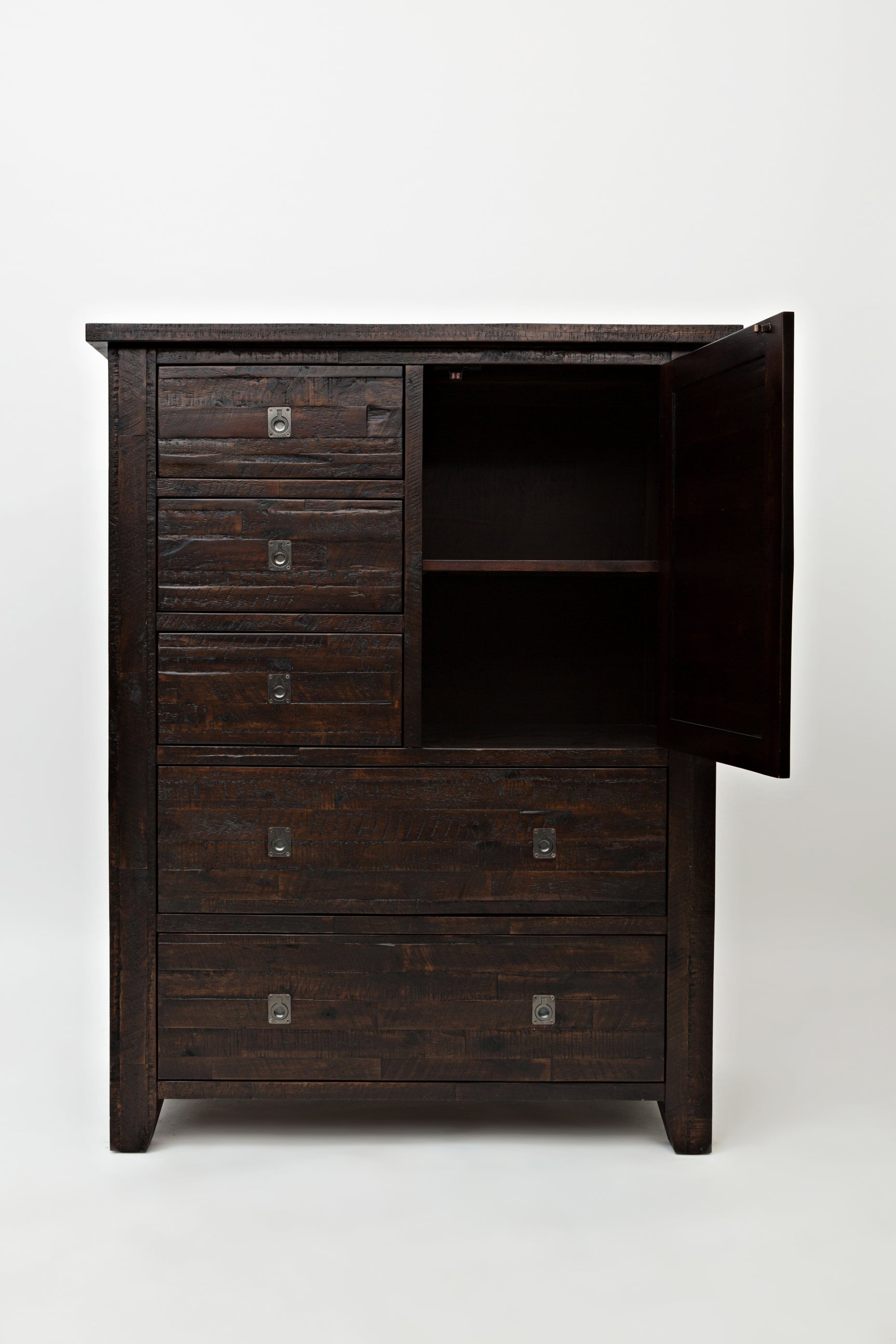 Kona Grove Dark Brown 5 Drawers and 1 Cabinet Chest - Ornate Home