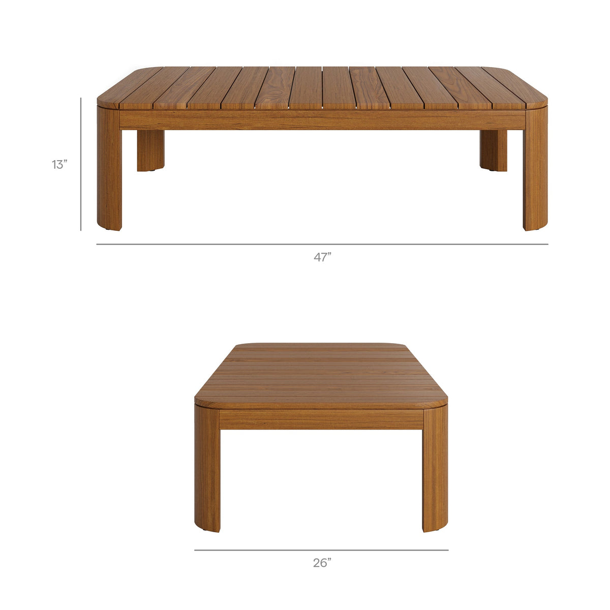 Kona Natural 47 Inch Outdoor Teak Wood Coffee Table - Ornate Home