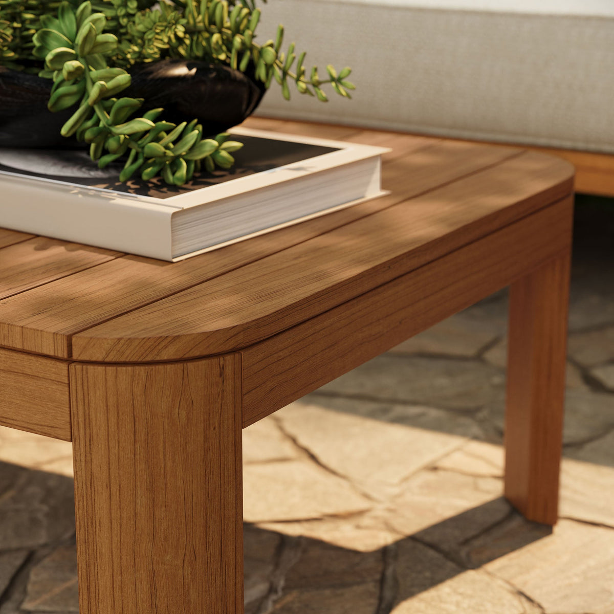 Kona Natural 47 Inch Outdoor Teak Wood Coffee Table - Ornate Home