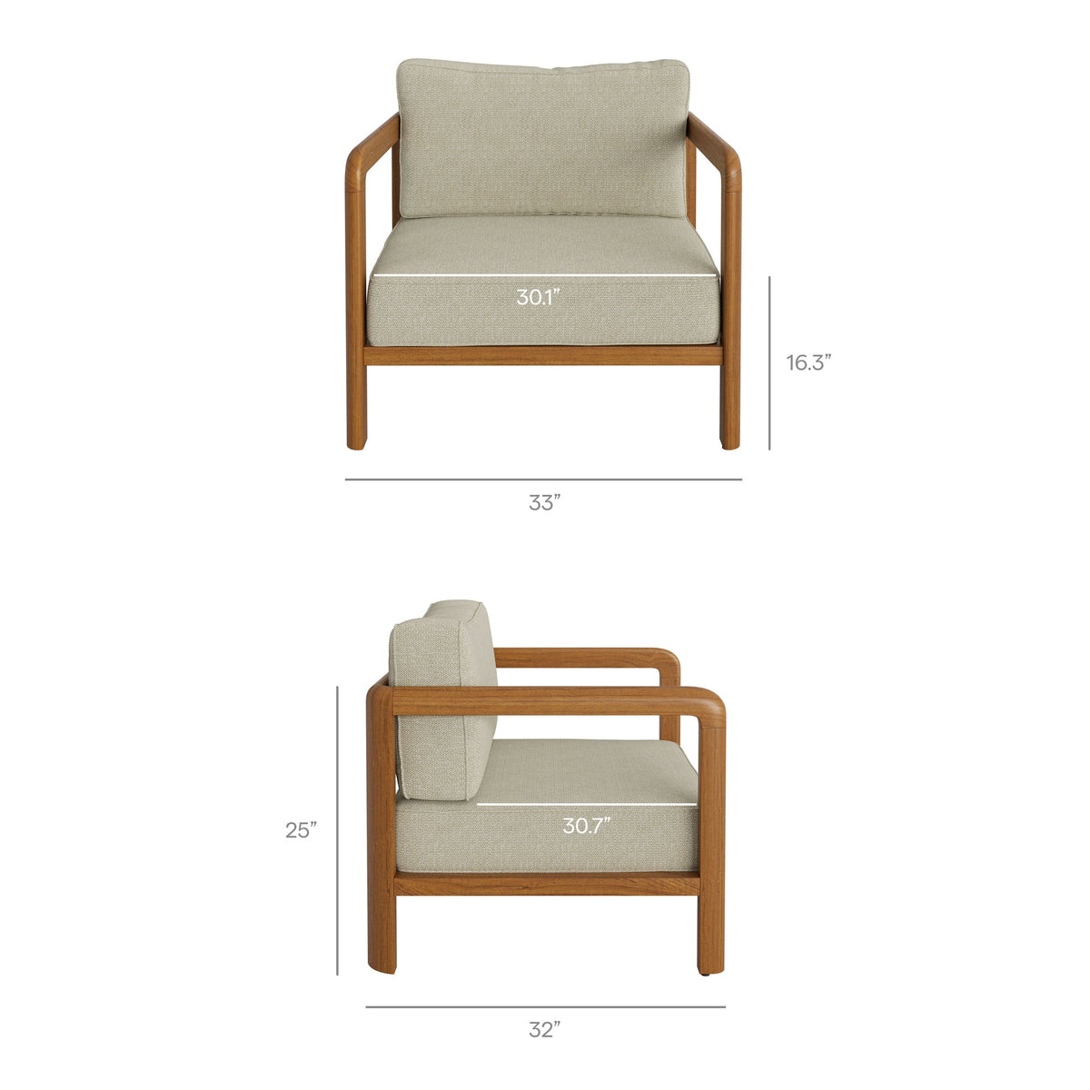 Kona Natural Sand 5-Piece Outdoor Teak Wood Furniture Set