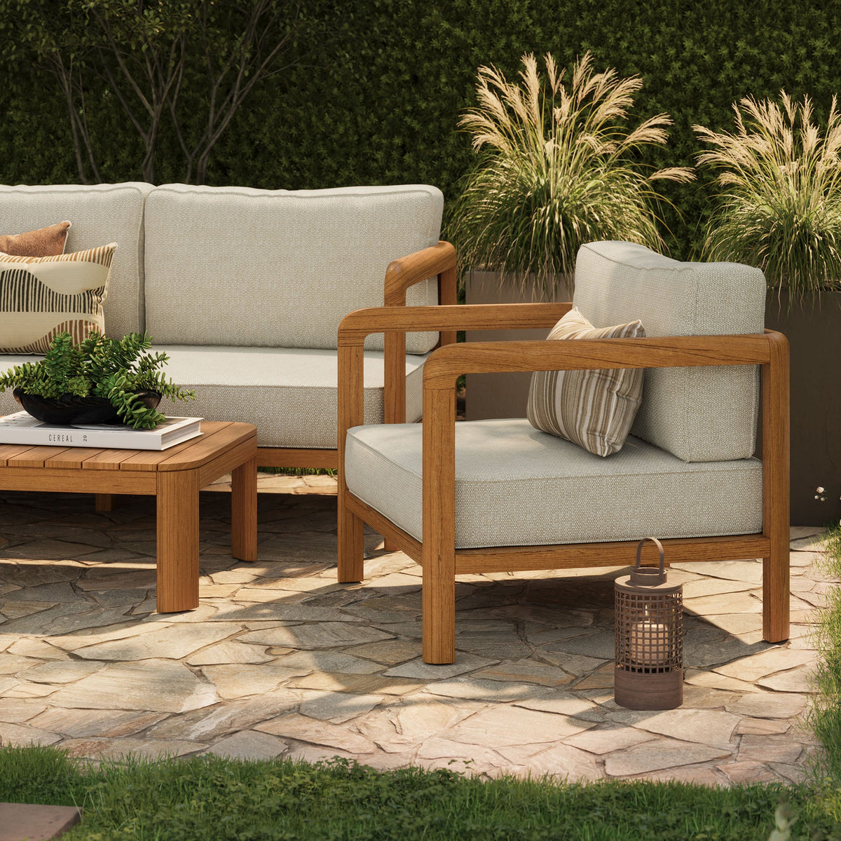 Kona Natural Sand 5-Piece Outdoor Teak Wood Furniture Set