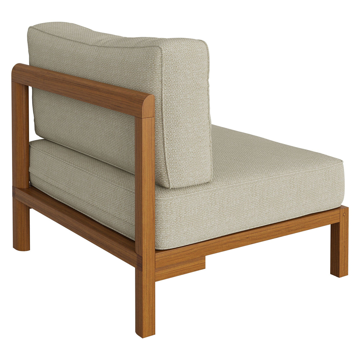 Kona Natural Sand Outdoor Teak Wood Armless Modular Chair - Ornate Home