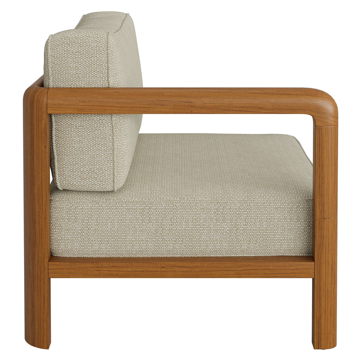 Kona Natural Sand Outdoor Teak Wood Left-Arm Facing Modular Armchair