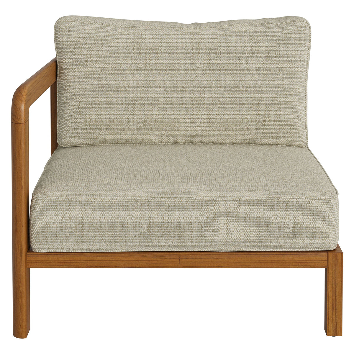 Kona Natural Sand Outdoor Teak Wood Left-Arm Facing Modular Armchair