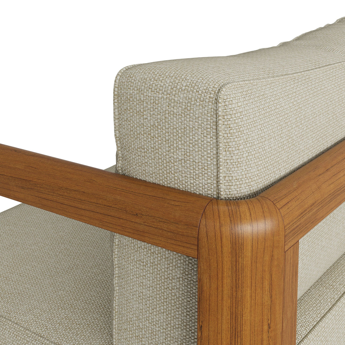 Kona Natural Sand Outdoor Teak Wood Right-Arm Facing Modular Armchair