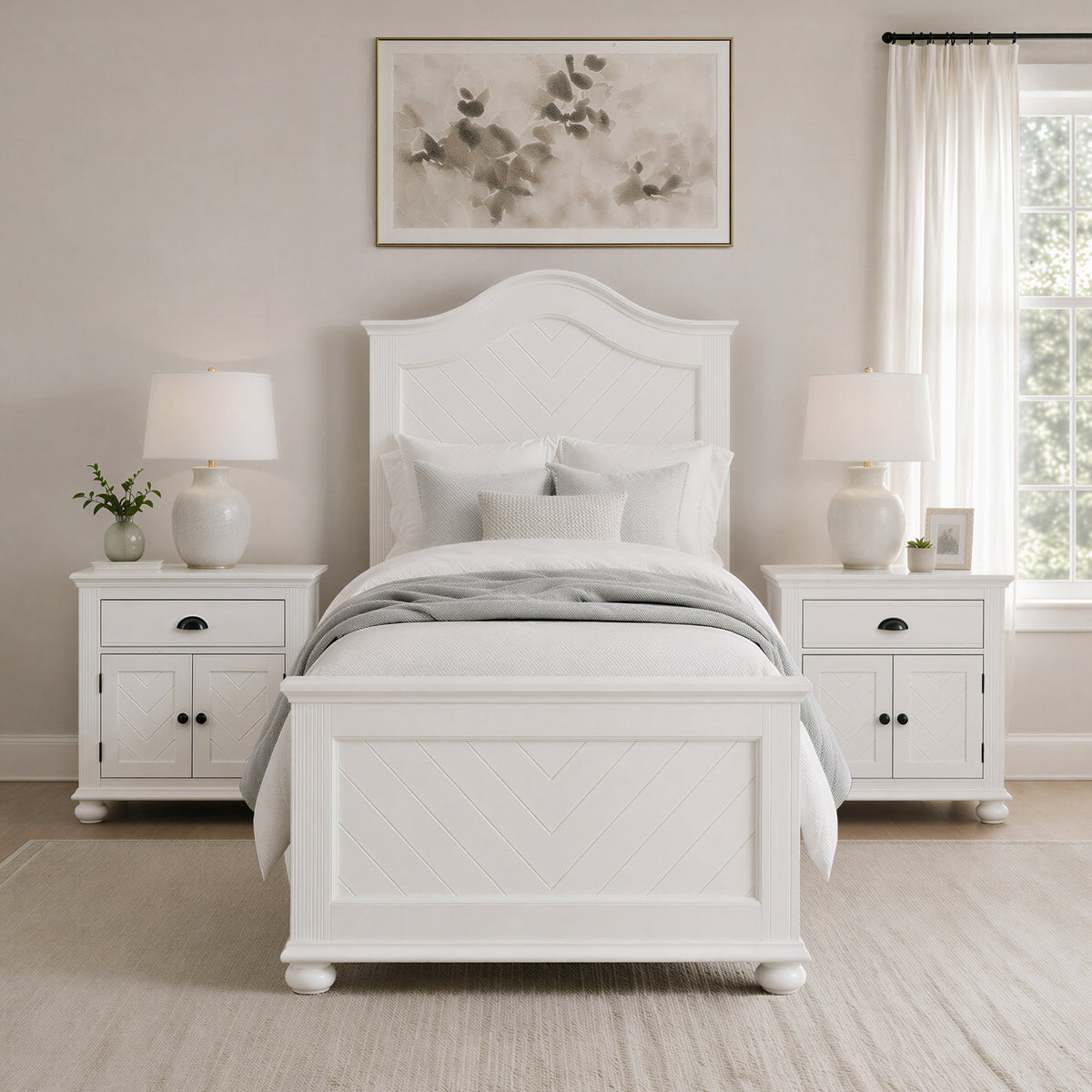 Kona White 3-Piece Twin Bedroom Set - Ornate Home