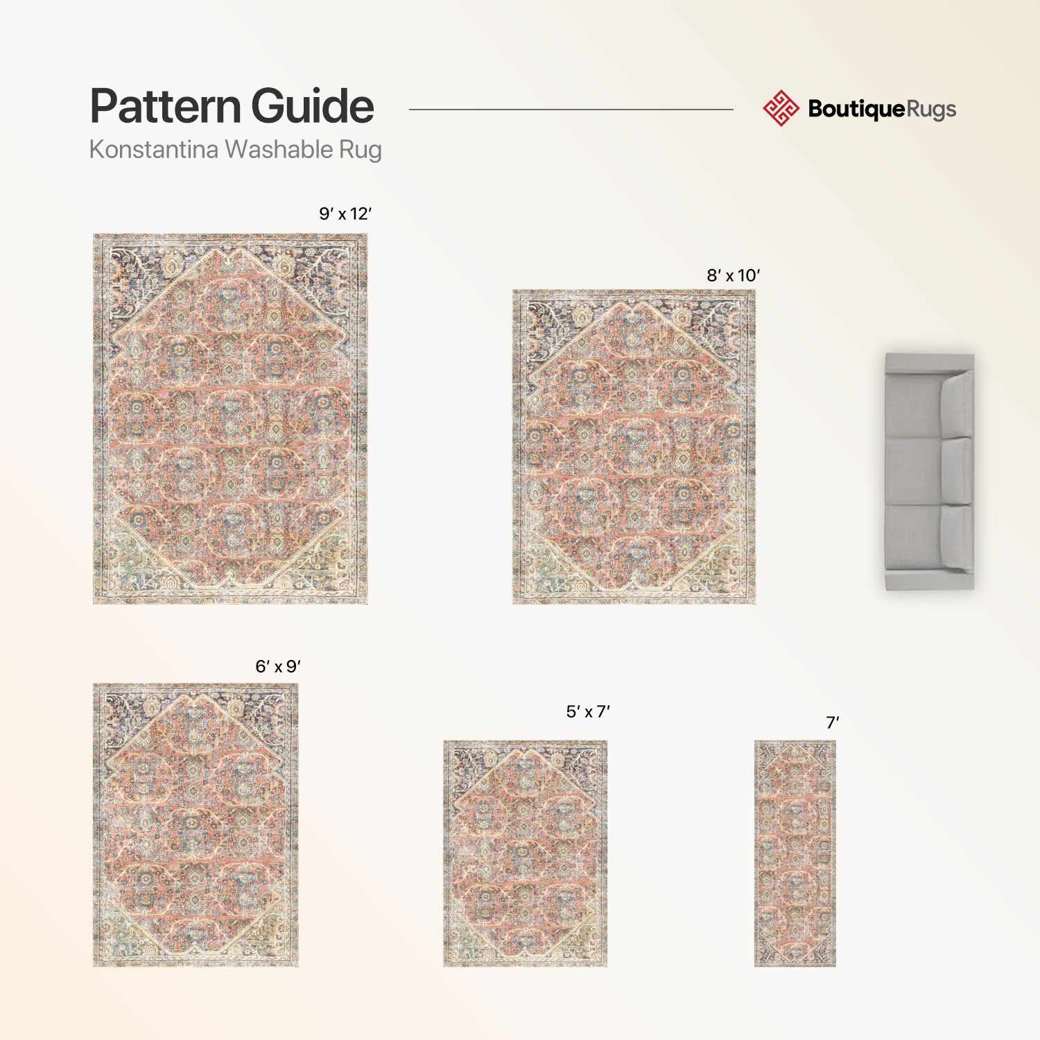 Konstantina Washable Area Rug - Clearance - Ornate Home