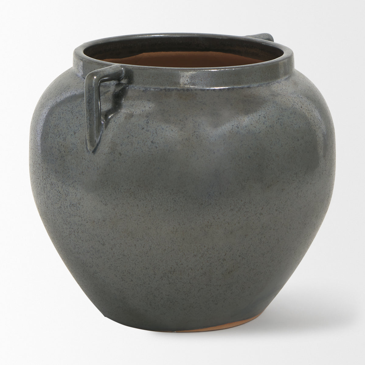 Kora Gray Short Dark Metallic Double Ear Vase - Ornate Home