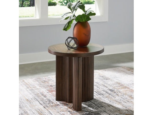 Korestone Brown Round End Table - Ornate Home