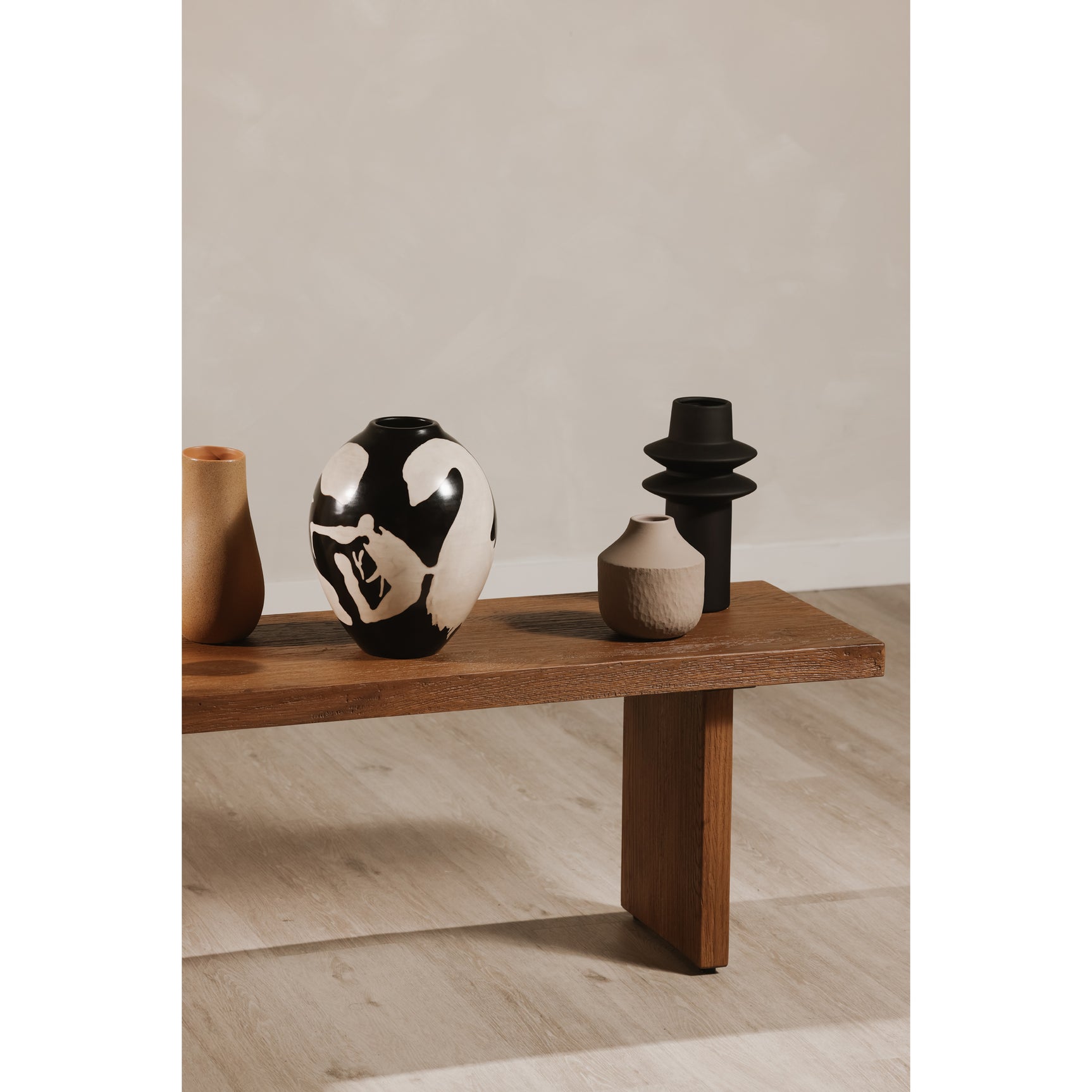 Koshi Sandblasted Amber Oak Bench - Ornate Home