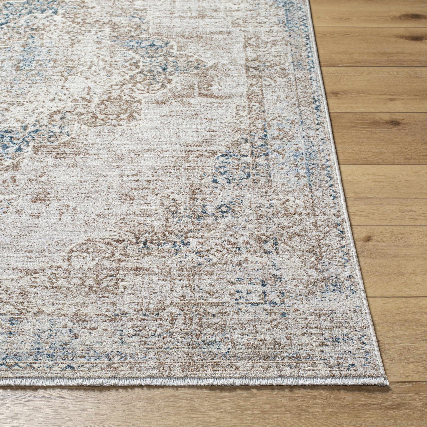 Kosta Beige & Blue Medallion Area Rug - Clearance - Ornate Home