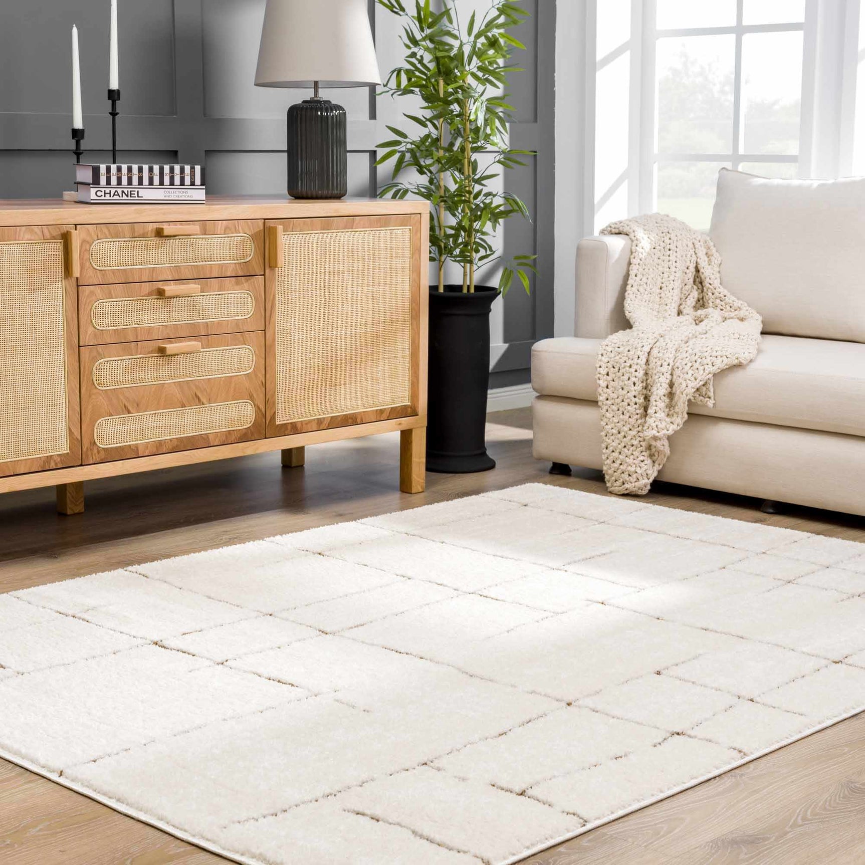 Koume Ivory & Brown Area Rug - Ornate Home