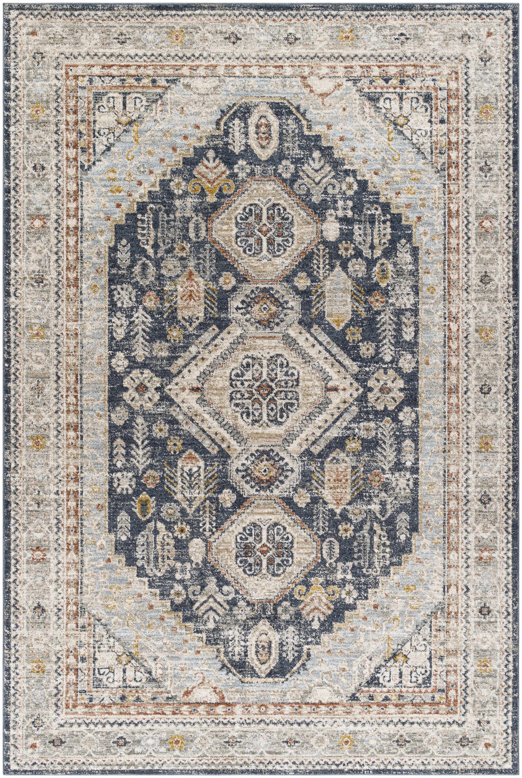 Kouta Beige & Navy Area Rug - Ornate Home