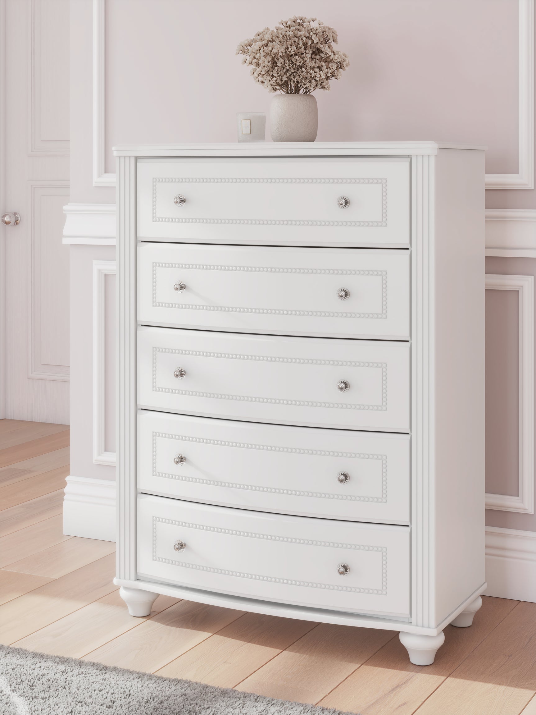 Kozlani White Five Drawer Chest (Online Special Price) - Ornate Home