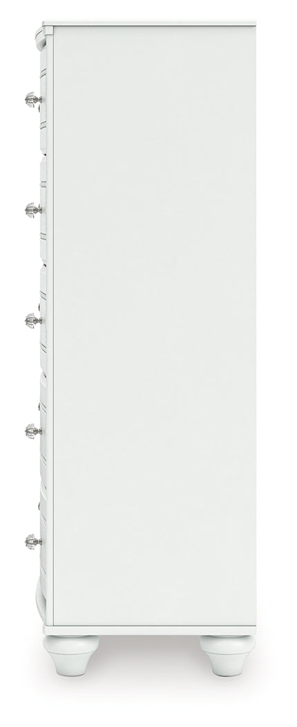 Kozlani White Five Drawer Chest (Online Special Price) - Ornate Home